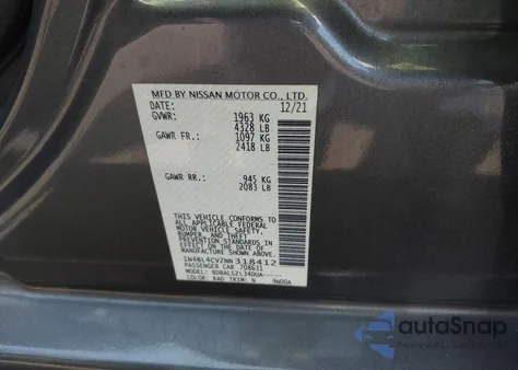2022 Nissan Altima Sr Fwd from USA, damaged, VIN 1N4BL4CV2NN318412